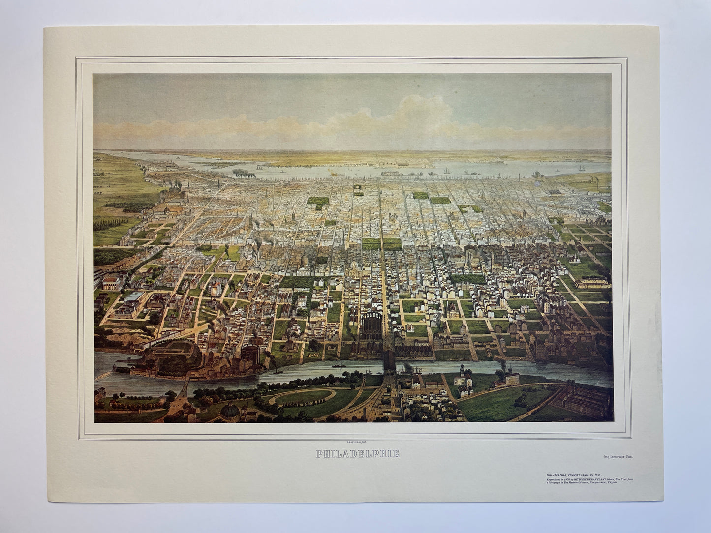 Original lithograph by Imp Lemercier in 1855, Paris, France