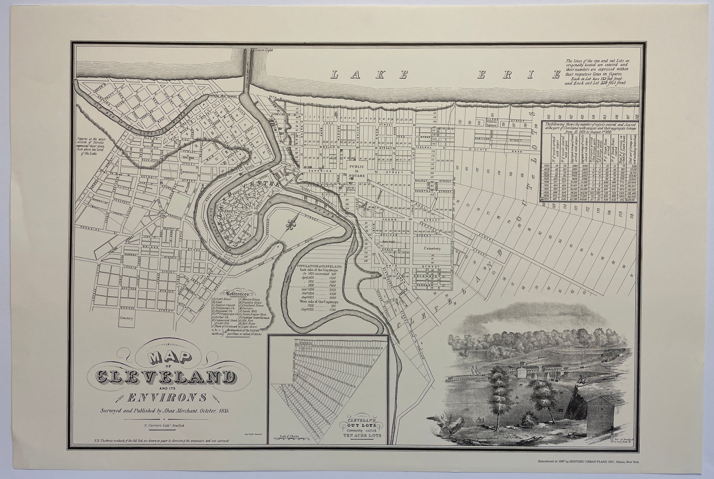 Vintage 1967 map of Cleveland and its environs