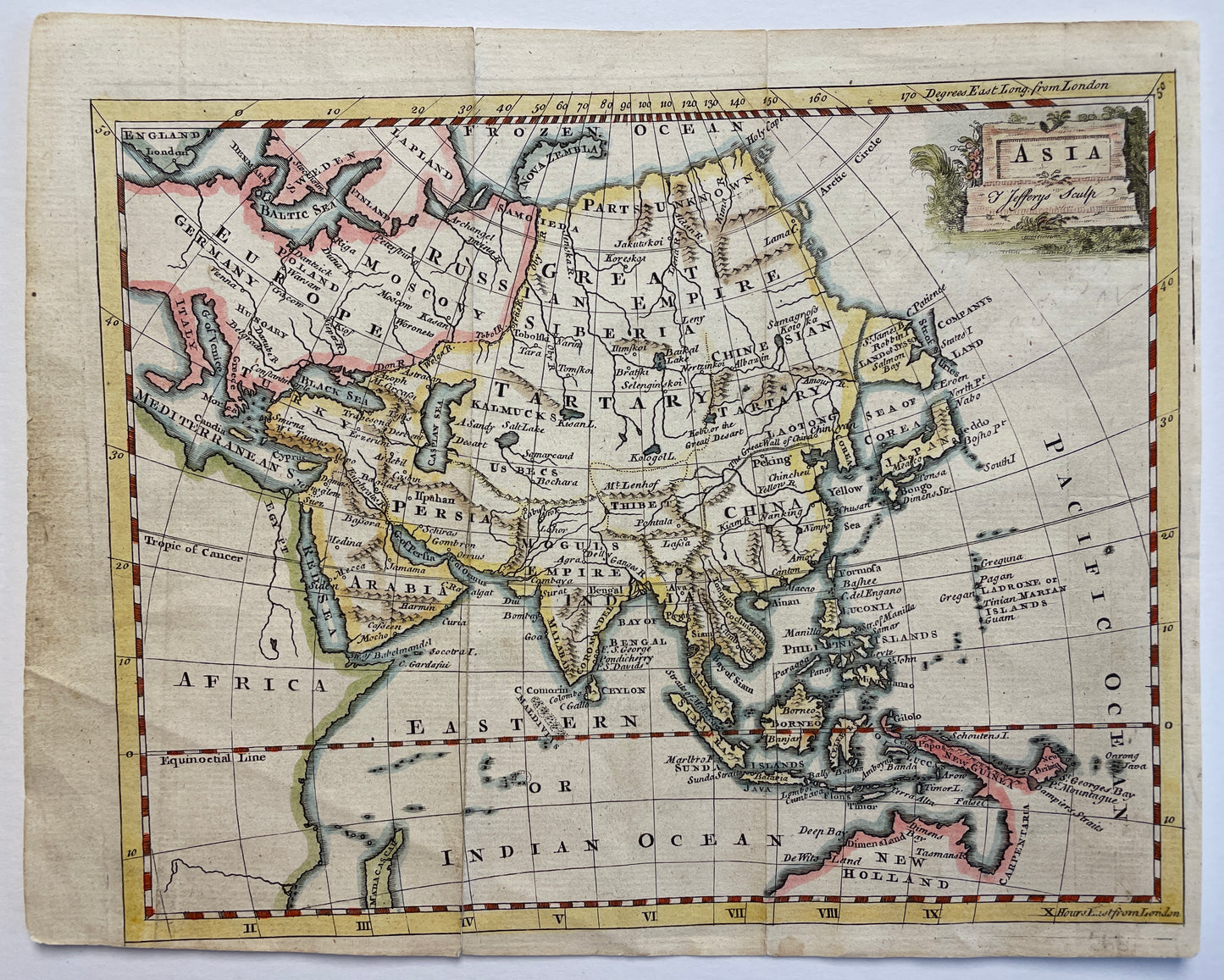 Antique 1752 map of Asia