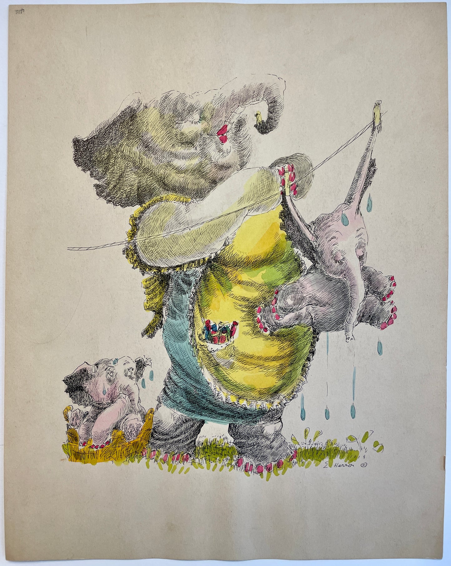 Elephant mom with her two children #1