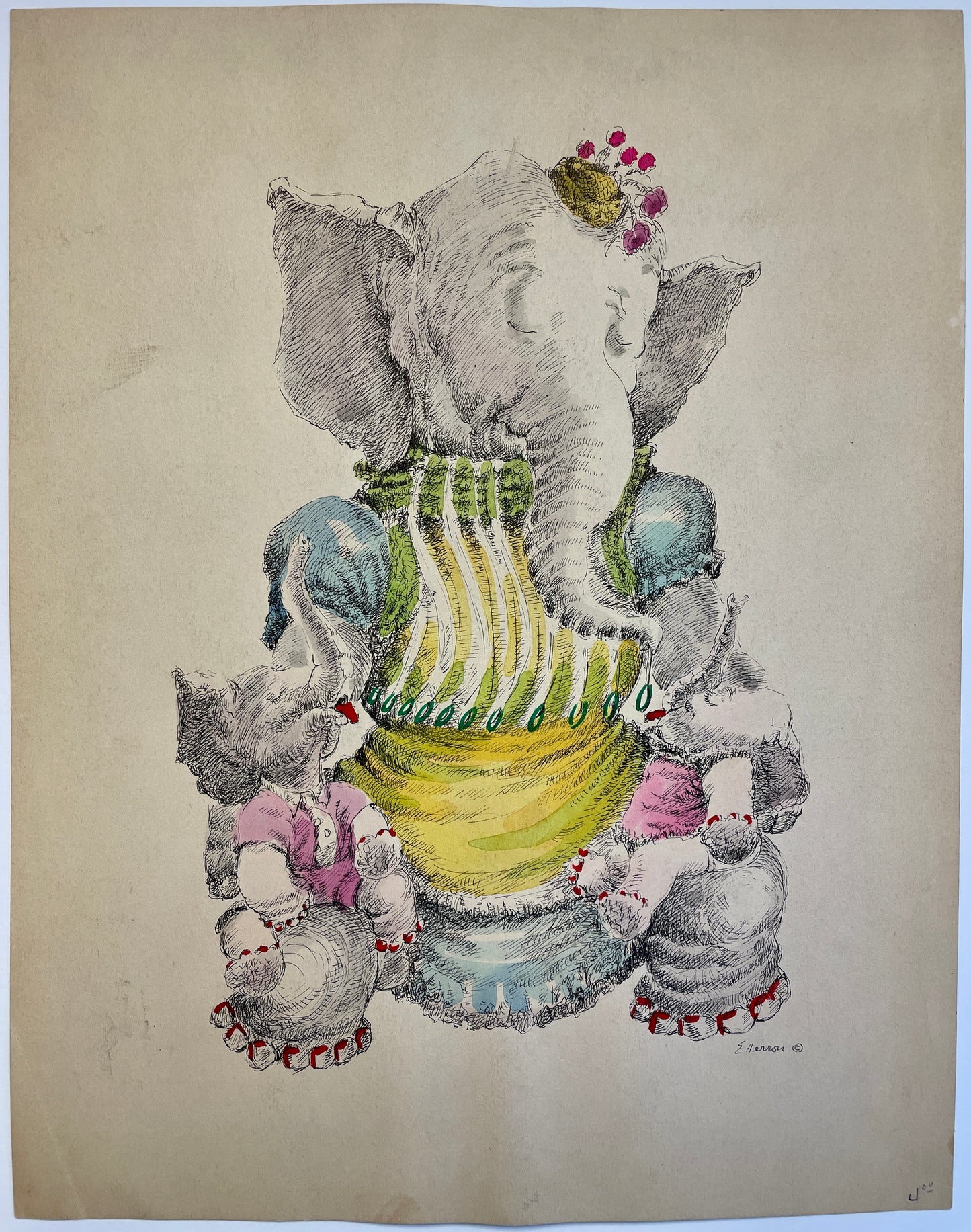 Elephant mom with her two children #2