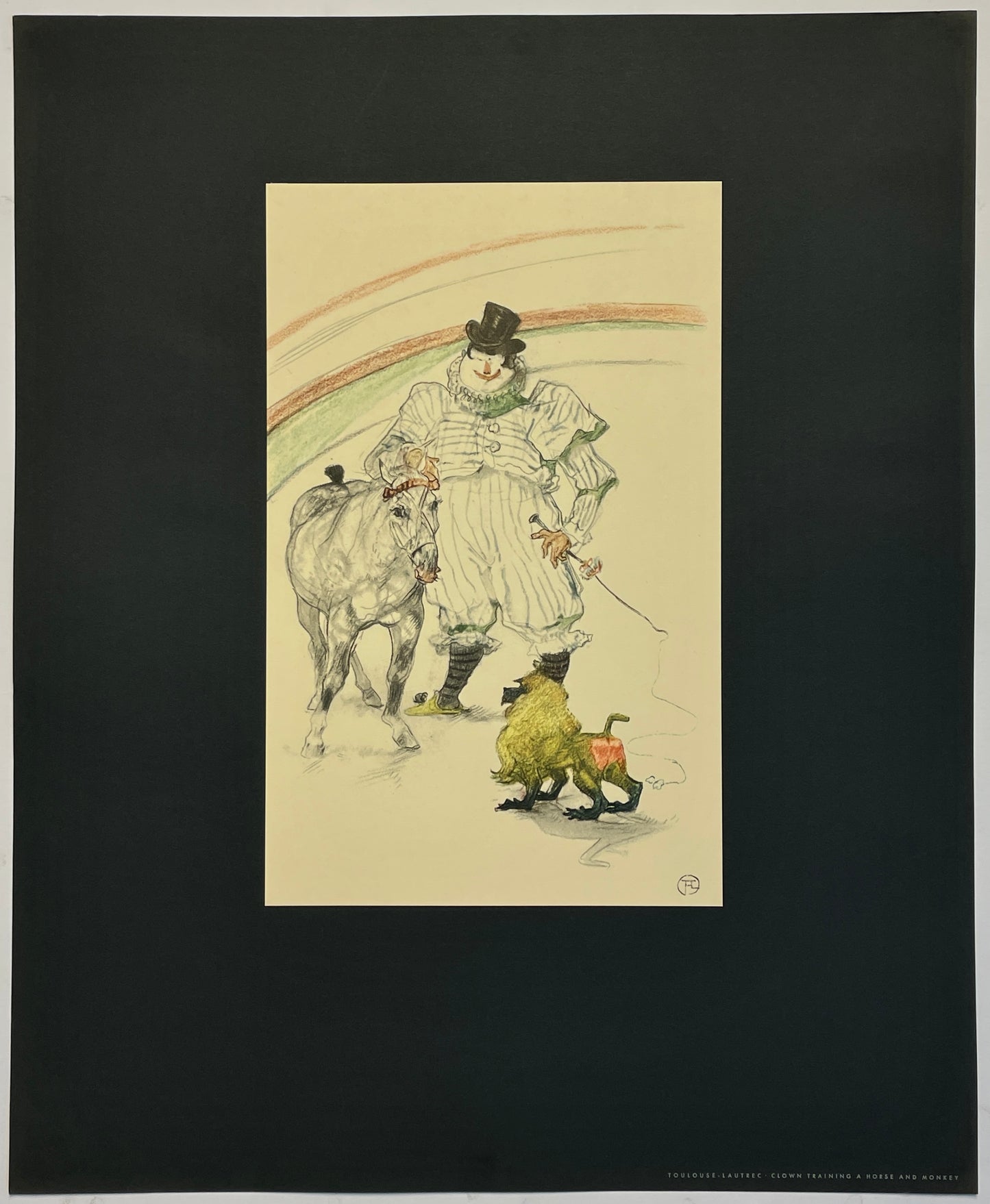 At The Circus: Clown Training a Horse and Monkey