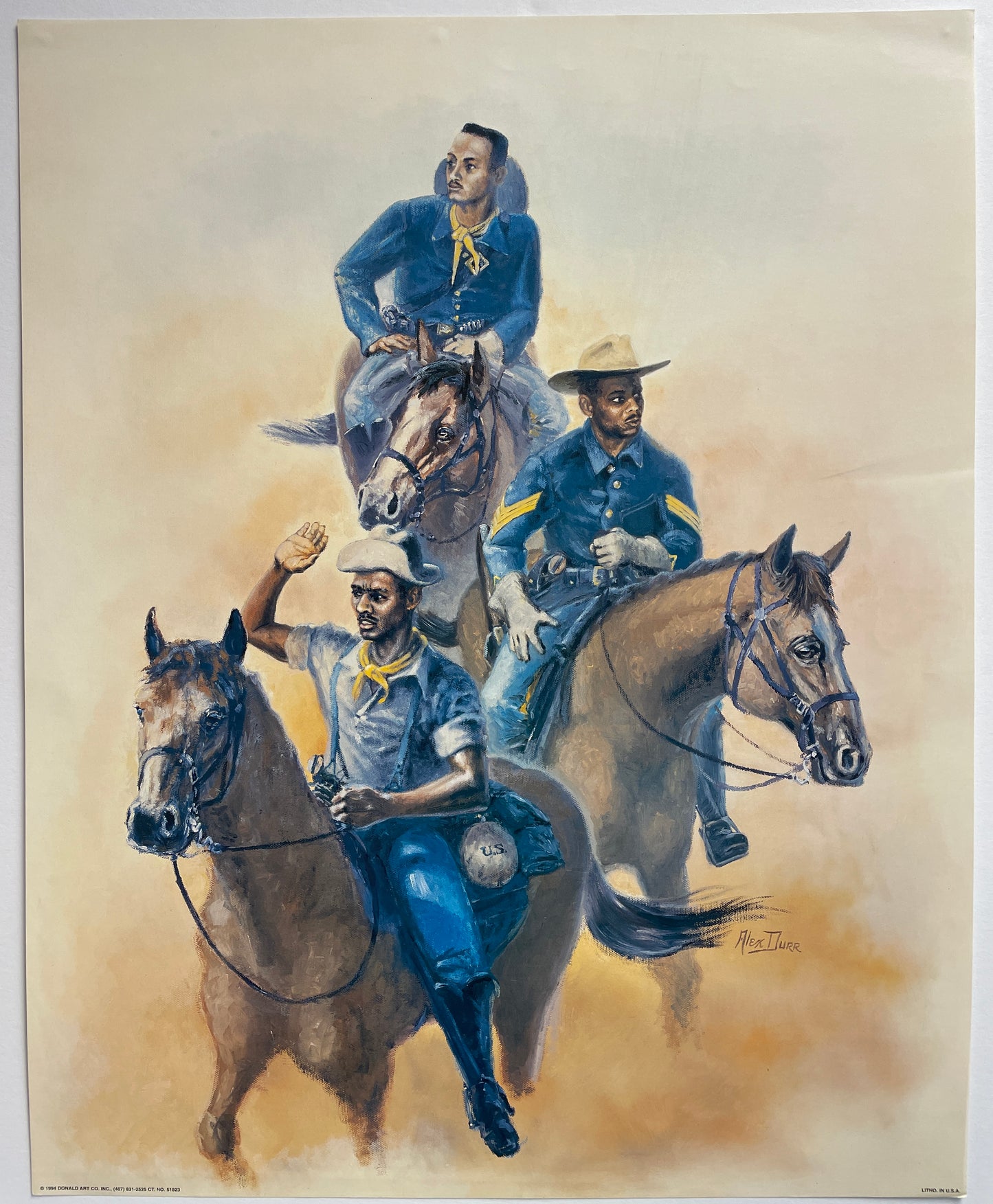 Three Buffalo Soldiers Mounted On Horseback #2
