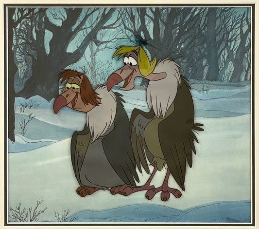 Original production cel of two vultures from 1967 Jungle Book